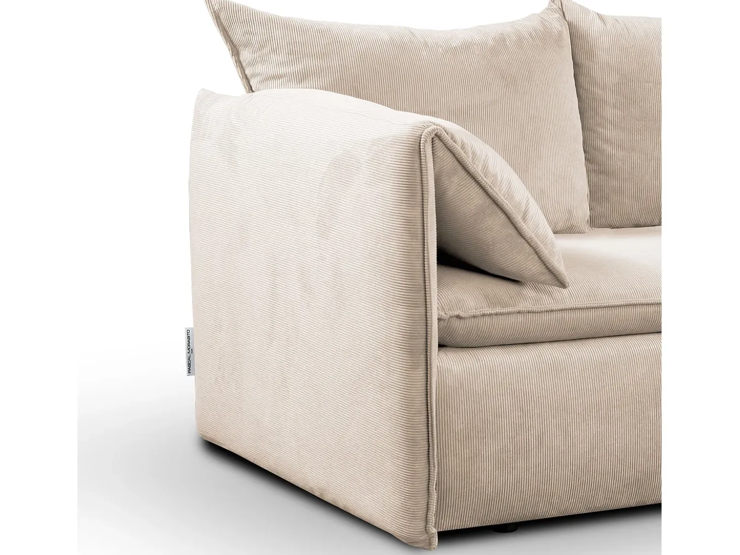 Sofá cama rinconera derecha de pana beige -TEODORA de Pascal Morabito