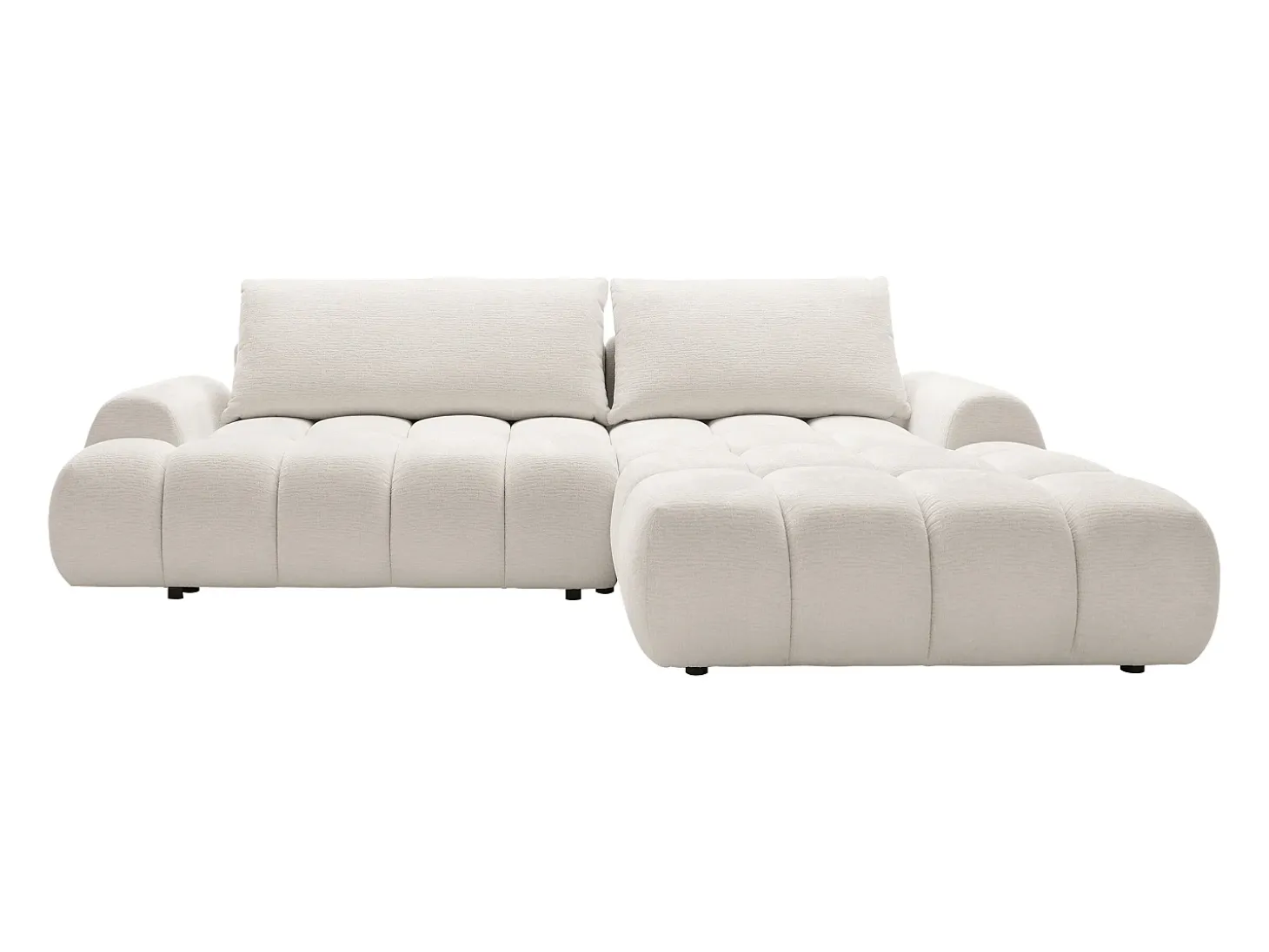 Sofá cama rinconera derecha en chenilla beige FARNETA