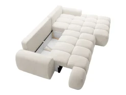 Sofá cama rinconera derecha en chenilla beige FARNETA