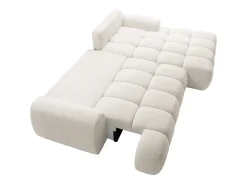 Sofá cama rinconera derecha en chenilla beige FARNETA