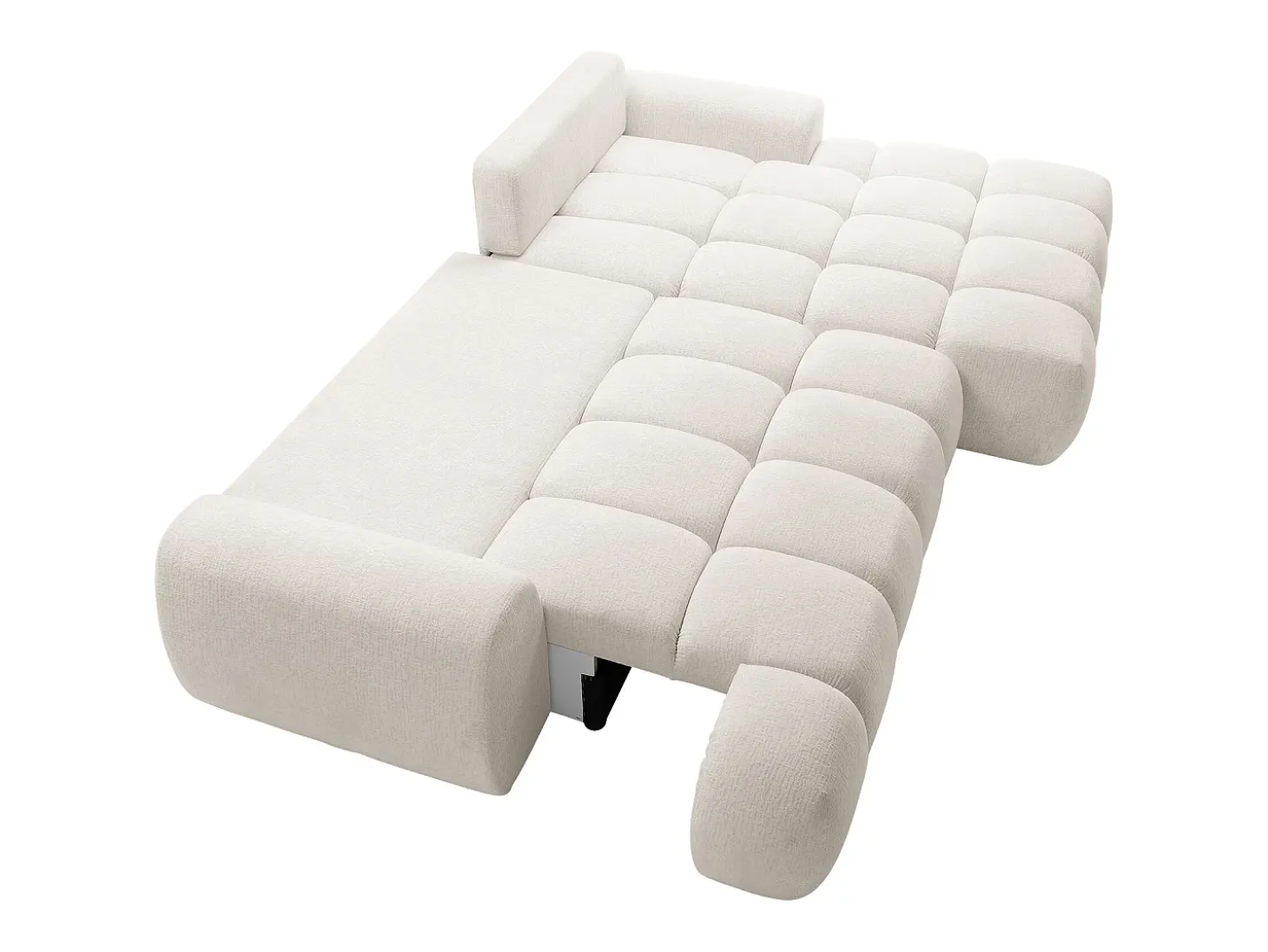 Sofá cama rinconera derecha en chenilla beige FARNETA