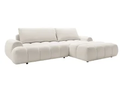 Sofá cama rinconera derecha en chenilla beige FARNETA