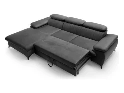 Sofá cama rinconera izquierda de terciopelo gris antracita SAMARA
