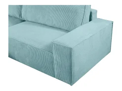 Sofá cama rinconera izquierda de pana azul turquesa - AMELIA