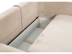 Sofá cama rinconera izquierda de pana beige -TEODORA de Pascal Morabito