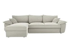 Sofá cama rinconera izquierda de pana gris claro de estilo charme francés vintage GUILLERMO