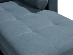 Sofá cama rinconera reversible de tela verde azulado con arcón KORI