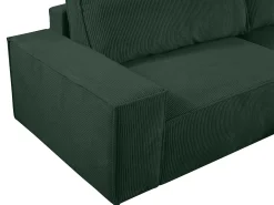 Sofá cama rinconera terciopelo canalé verde pino AMELIA - Ángulo derecho