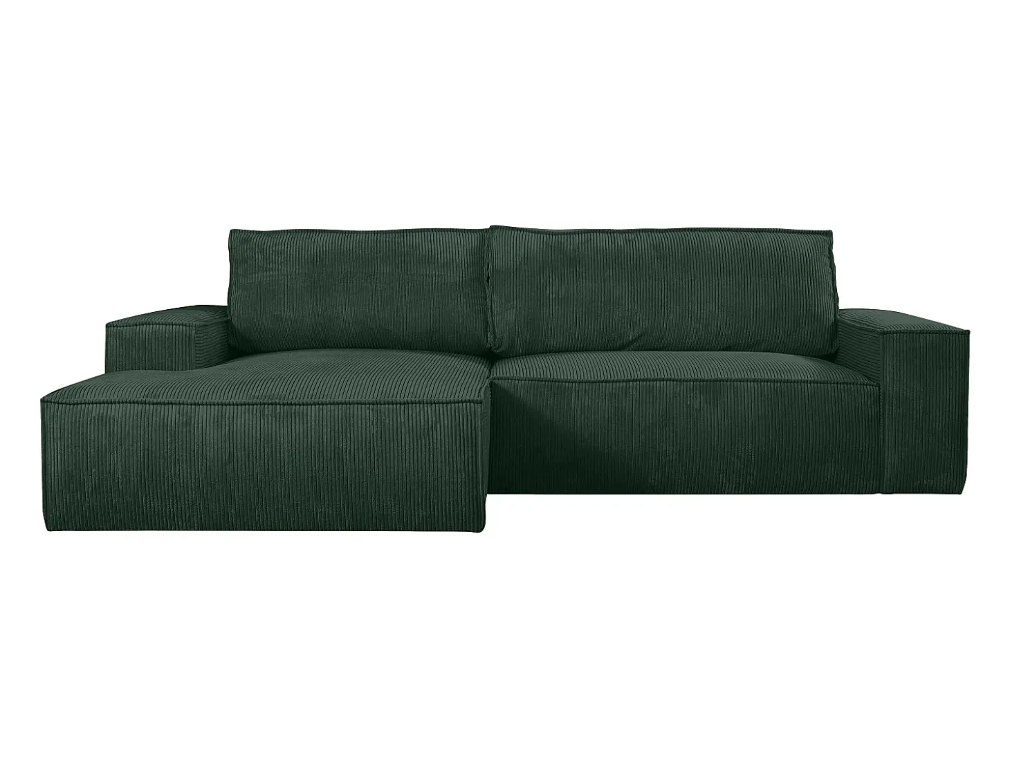 Sofá cama rinconera terciopelo canalé verde pino AMELIA - Ángulo izquierdo