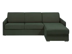 Sofá cama rinconera tipo italiano de tela verde pino Cama de 140 cm con lamas Colchón de 22 cm CALIFE