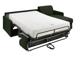 Sofá cama rinconera tipo italiano de tela verde pino Cama de 140 cm con lamas Colchón de 22 cm CALIFE