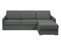 Sofá cama rinconera tipo italiano de tela gris - Cama de 160 cm con láminas - Colchón de 22 cm CALIFE