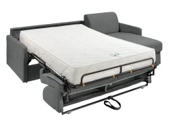 Sofá cama rinconera tipo italiano de tela gris - Cama de 160 cm con láminas - Colchón de 22 cm CALIFE