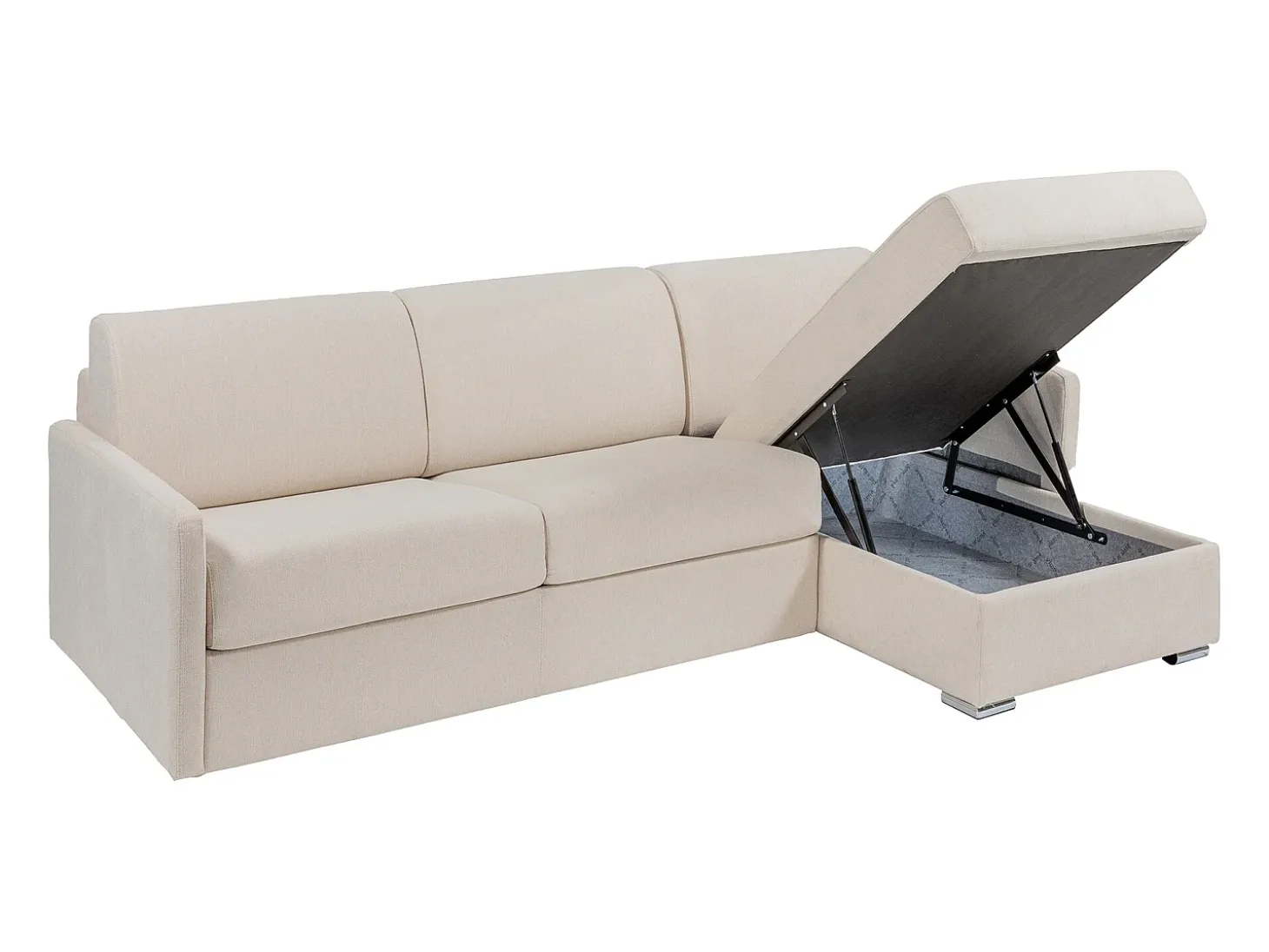 Sofá cama rinconera tipo italiano de tela beige cama de 160 cm lamas de 18 cm CALIFE