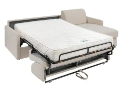 Sofá cama rinconera tipo italiano de tela beige cama de 160 cm lamas de 18 cm CALIFE