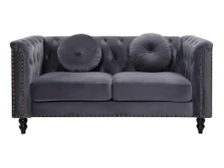 Sofá chesterfield 2 plazas de terciopelo antracita TURNER