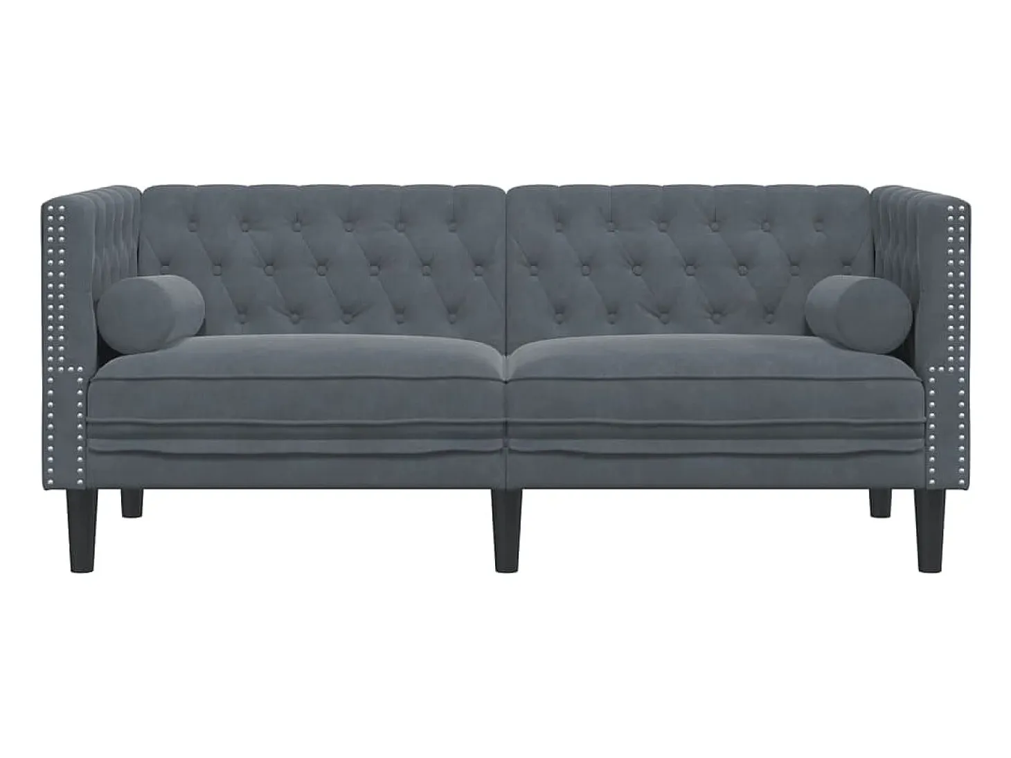 Sofá Chesterfield 2 plazas con cojines terciopelo gris oscuro