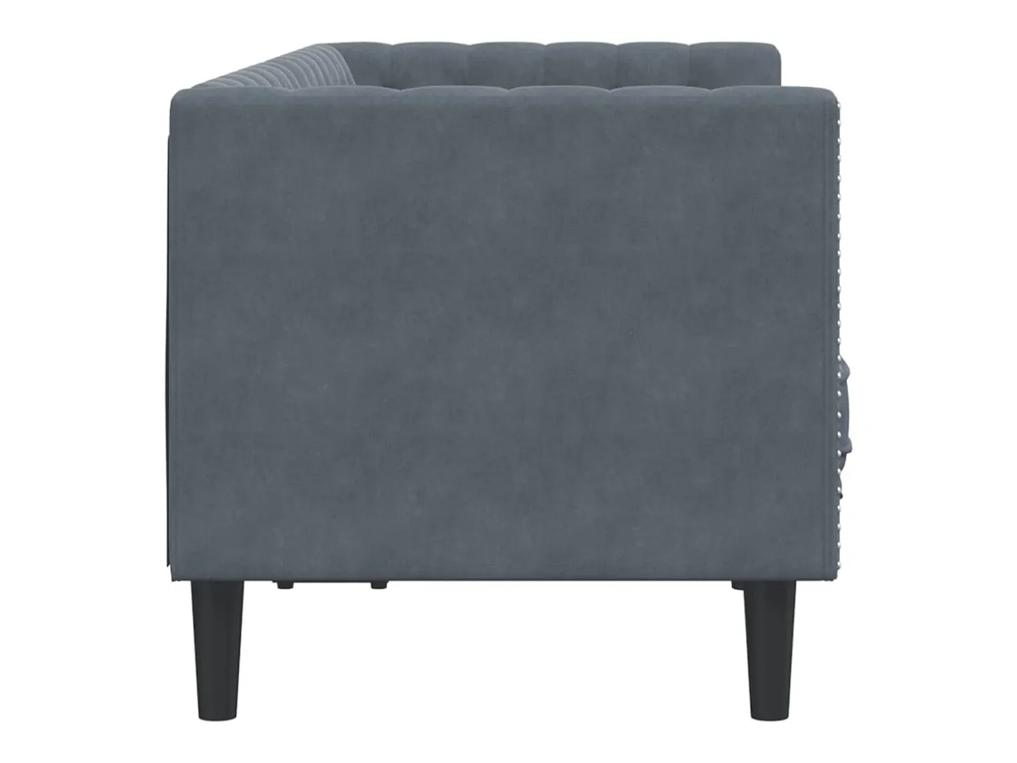 Sofá Chesterfield 2 plazas con cojines terciopelo gris oscuro