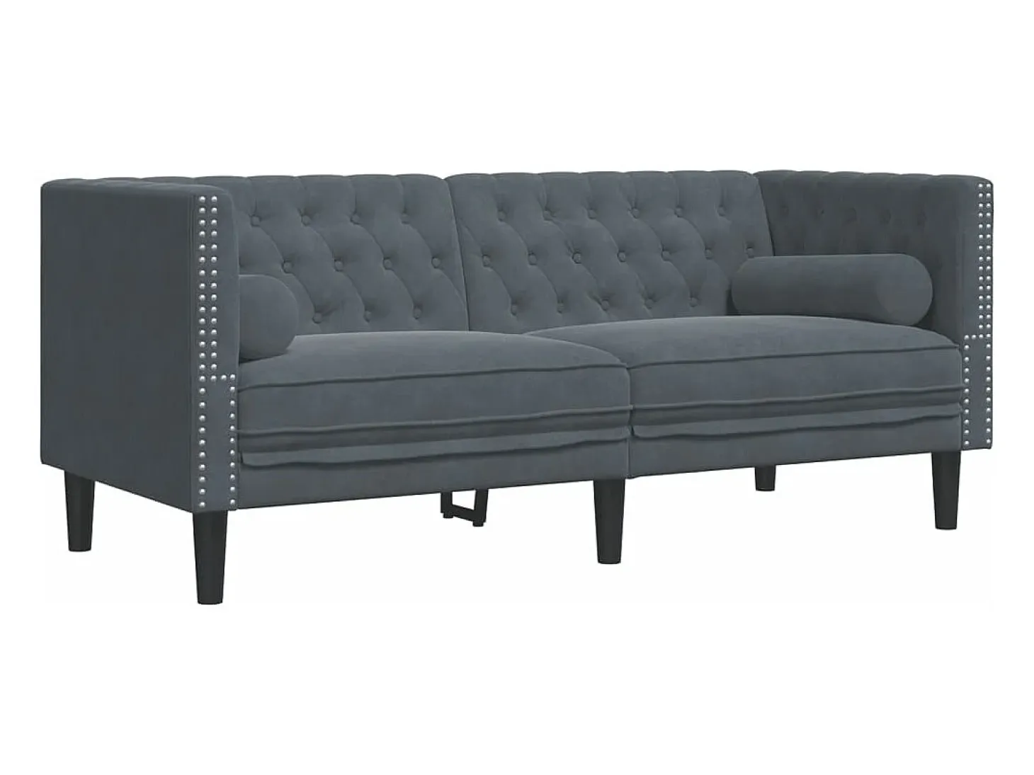 Sofá Chesterfield 2 plazas con cojines terciopelo gris oscuro