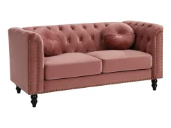 Sofá chesterfield 2 plazas de terciopelo rosa viejo TURNER