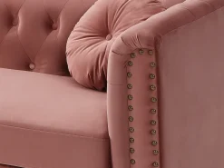 Sofá chesterfield 2 plazas de terciopelo rosa viejo TURNER
