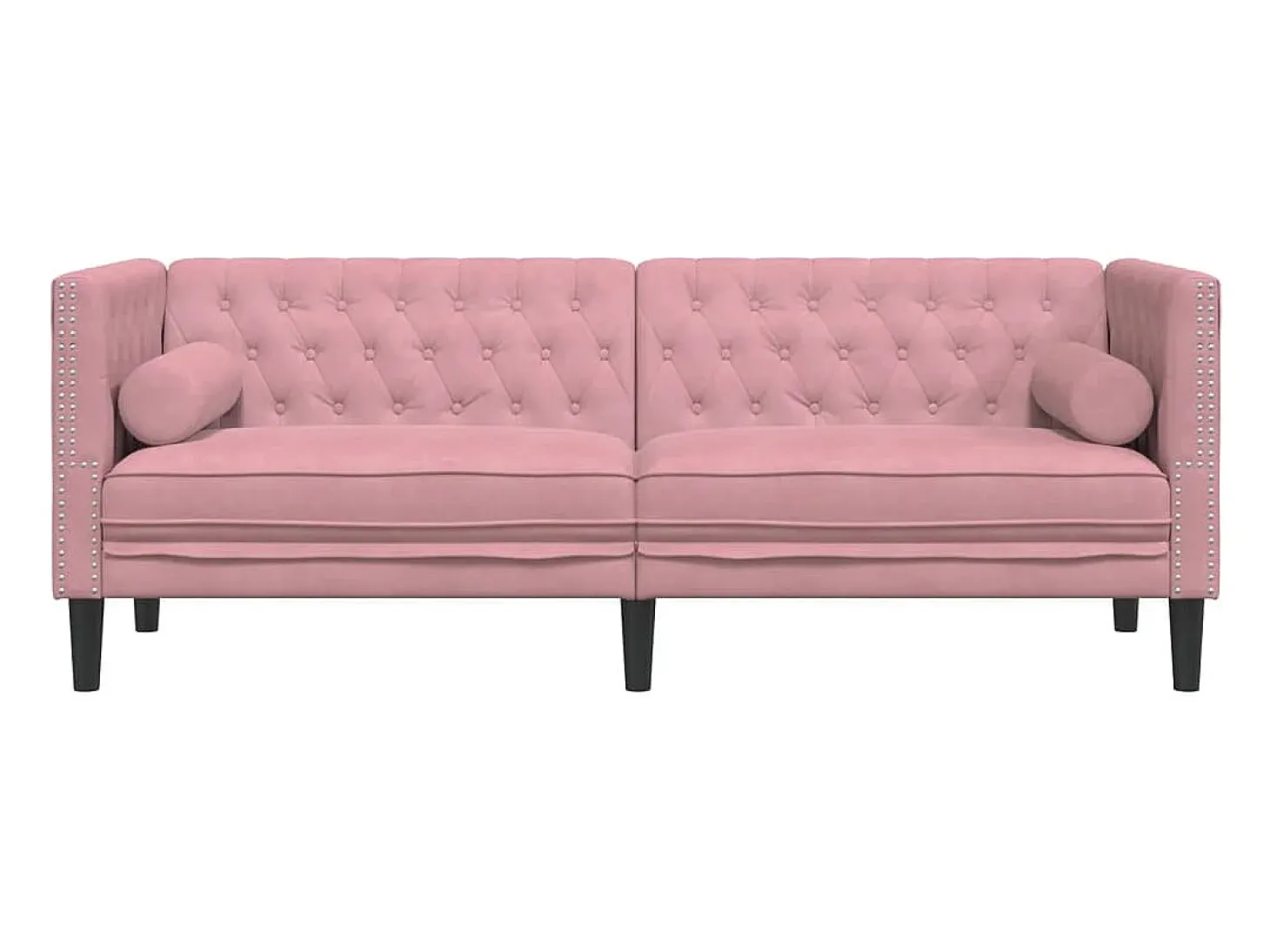 Sofá Chesterfield 3 plazas con cojines terciopelo rosa