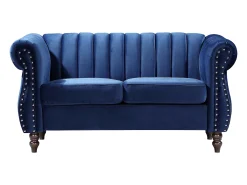 Sofá chesterfield 2 plazas de terciopelo Azul real TRUMBO