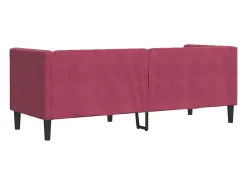 Sofá Chesterfield 3 plazas con cojines terciopelo rojo tinto