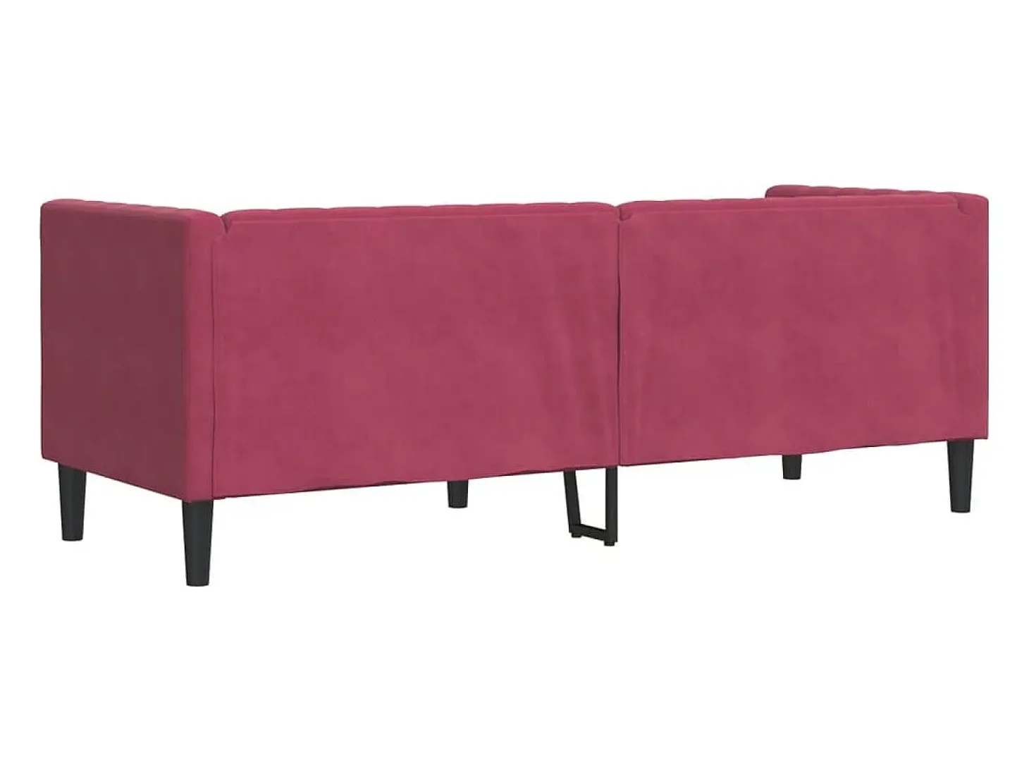 Sofá Chesterfield 3 plazas con cojines terciopelo rojo tinto