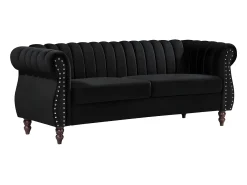 Sofá chesterfield 3 plazas de terciopelo negro TRUMBO