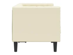 Sofá Chesterfield de 2 plazas cuero artificial blanco crema