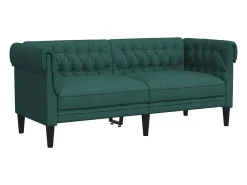 Sofá Chesterfield de 2 plazas tela verde oscuro