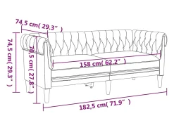 Sofá Chesterfield de 2 plazas tela verde oscuro