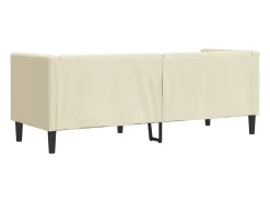 Sofá Chesterfield de 3 plazas cuero artificial blanco crema