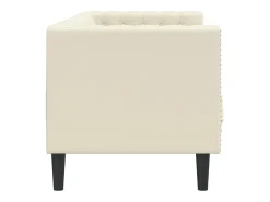 Sofá Chesterfield de 3 plazas cuero artificial blanco crema