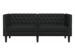 Sofá Chesterfield de 2 plazas cuero artificial negro