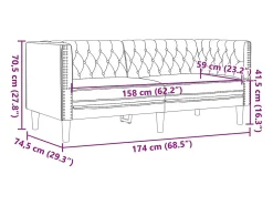 Sofá Chesterfield de 2 plazas cuero artificial negro