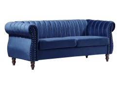 Sofá chesterfield de 3 plazas de terciopelo Azul real TRUMBO