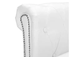 Sofá Chesterfield en forma de L cuero sintético blanco