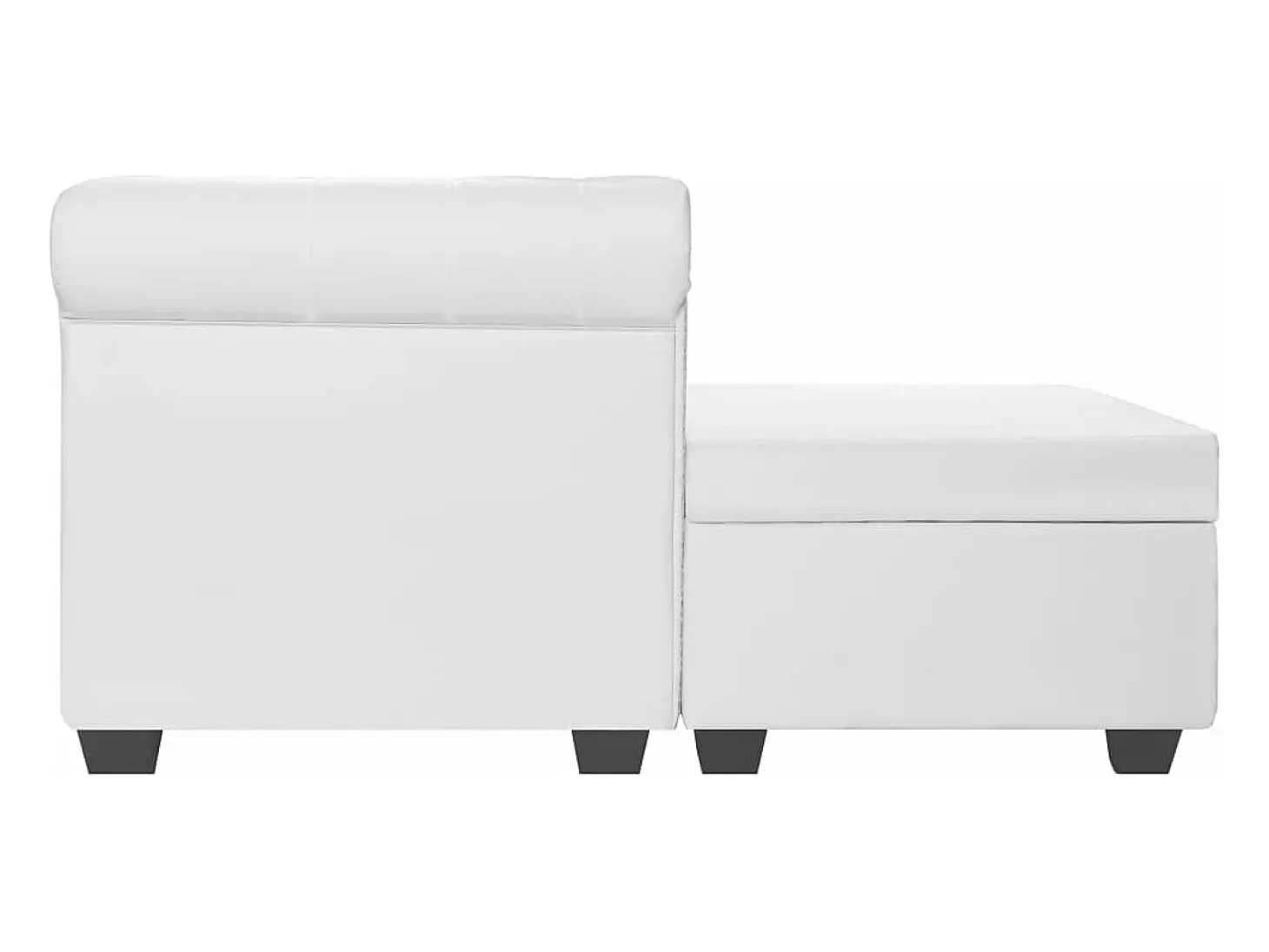 Sofá Chesterfield en forma de L cuero sintético blanco