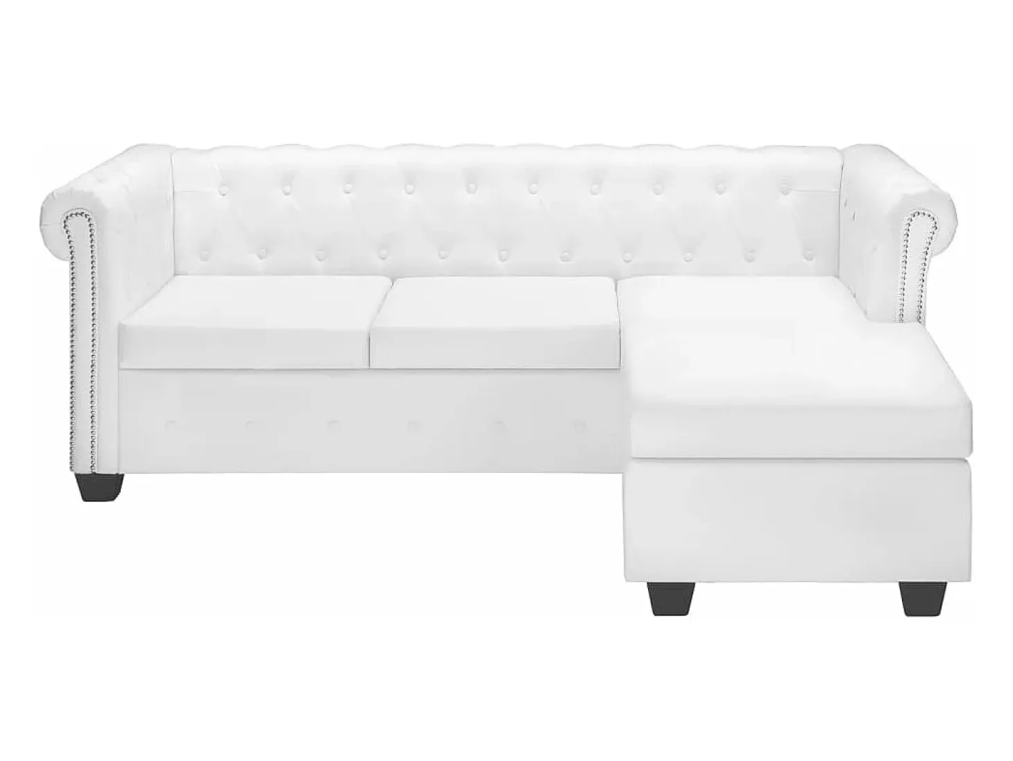 Sofá Chesterfield en forma L cuero artificial blanco