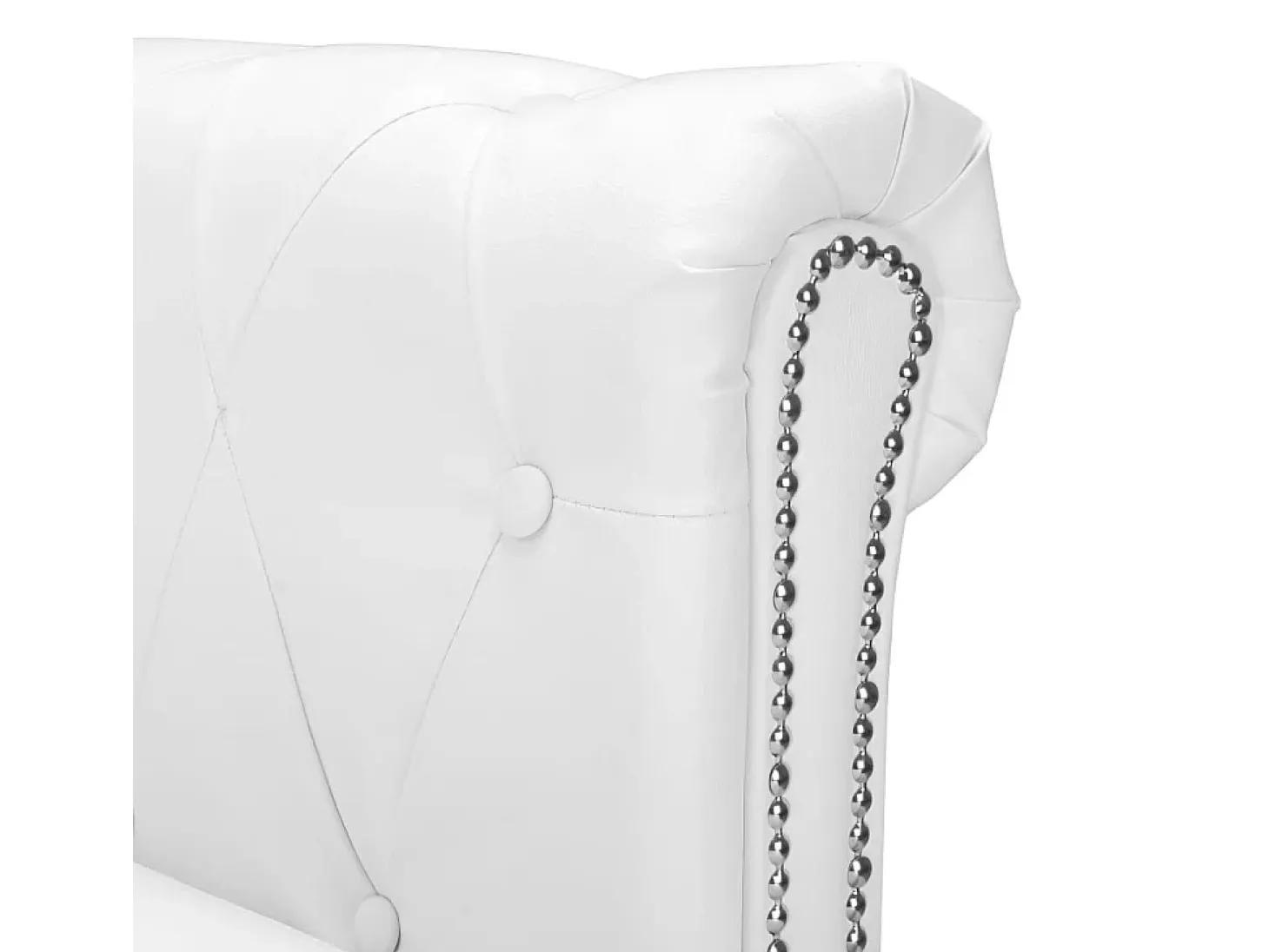 Sofá Chesterfield en forma L cuero artificial blanco