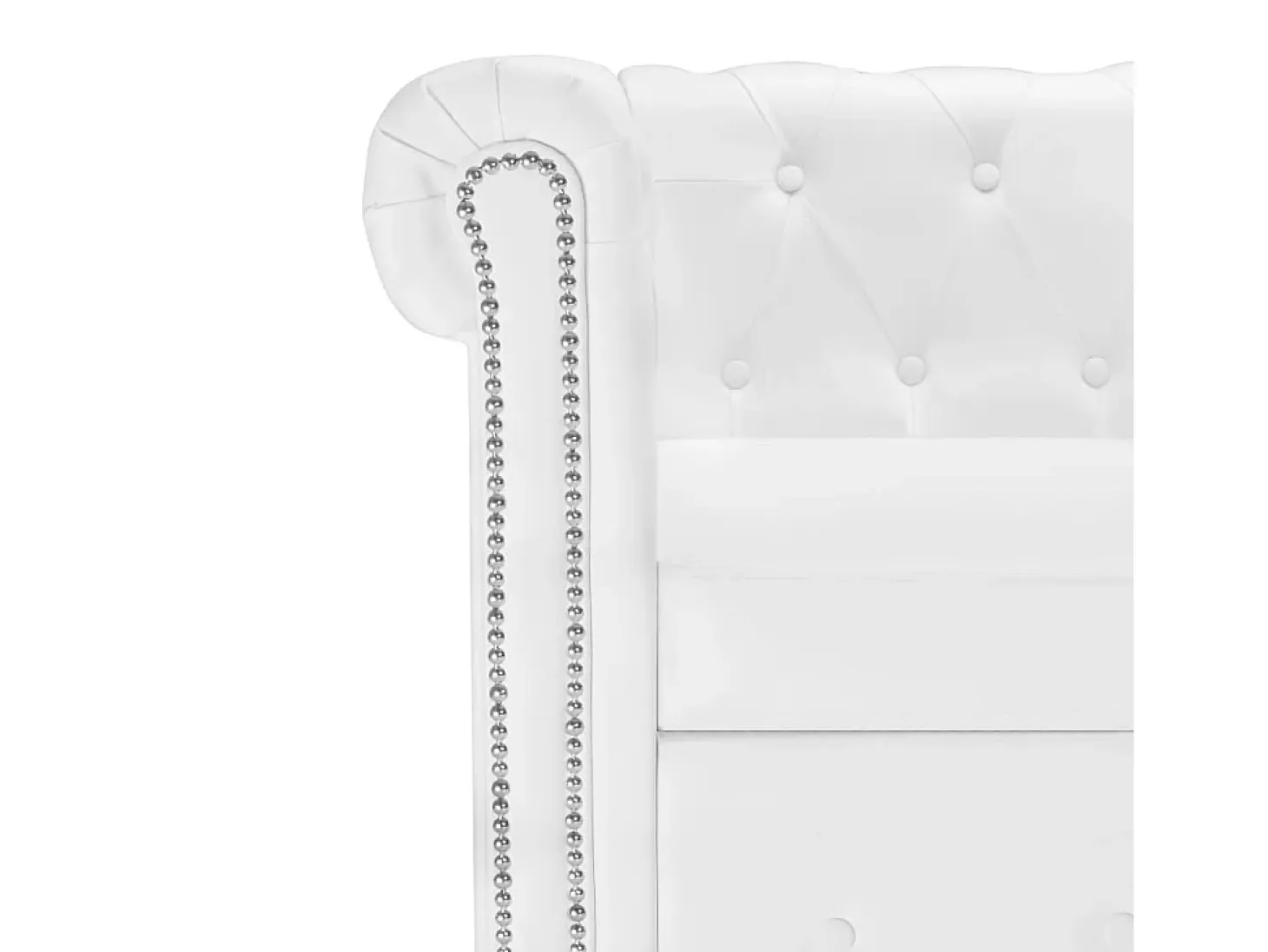 Sofá Chesterfield en forma L cuero artificial blanco