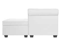 Sofá Chesterfield en forma L cuero artificial blanco