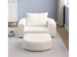 Sofá componible amplio resistente chenilla beige ideal para familia