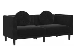 Sofá con cojines 2 plazas terciopelo negro