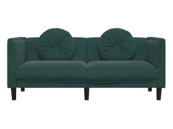 Sofá con cojines 2 plazas terciopelo verde oscuro