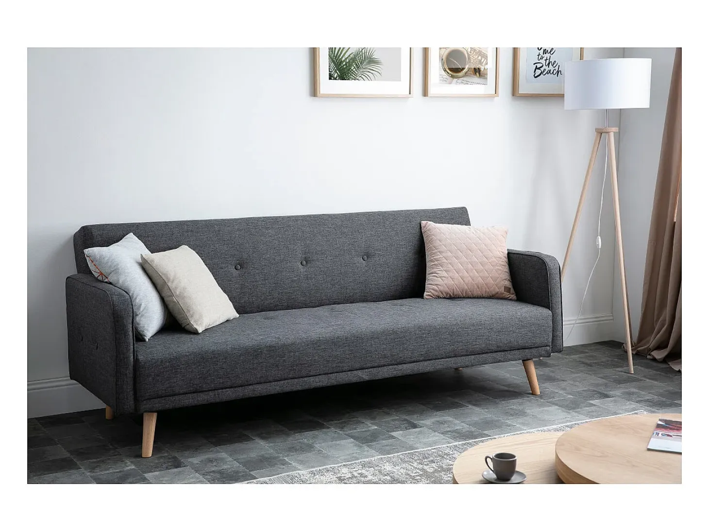 Sofá convertible 3 plazas diseño escandinavo gris oscuro ULLA