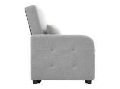 Sofá convertible con brazos y respaldo regulable - lino gris - para salón y dormitorio