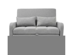 Sofá convertible con brazos y respaldo regulable - lino gris - para salón y dormitorio